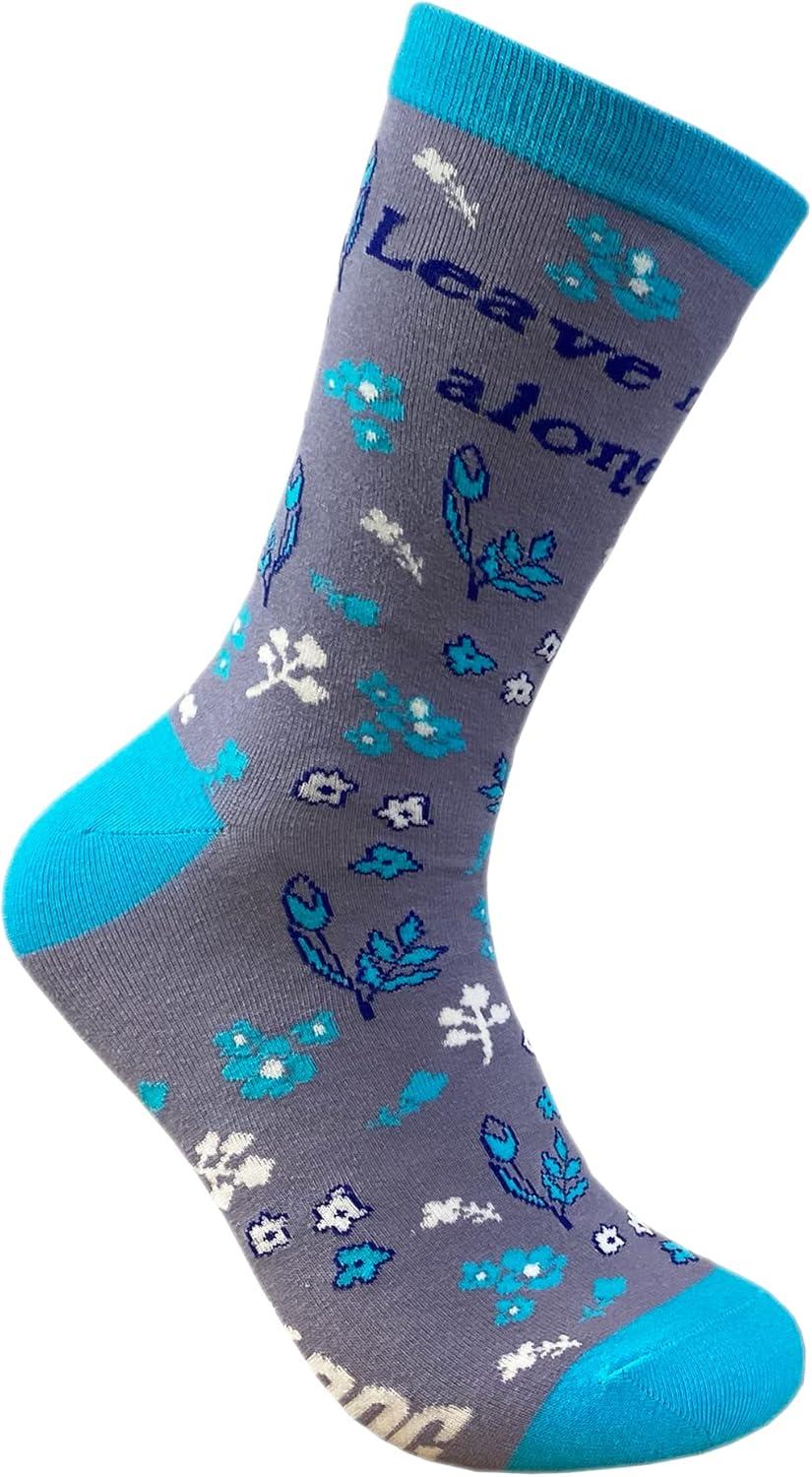 imageCrazy Dog TShirts Womens Leave Me Alone Socks Funny Introvert Loner Floral Sarcastic Gift Footwear