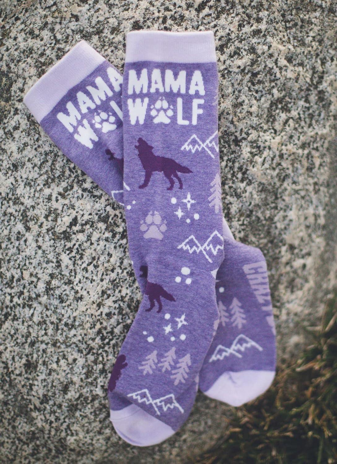 imageCrazy Dog TShirts Womens Mama Wolf Socks Funny Camping Mothers Day Novelty Footwear