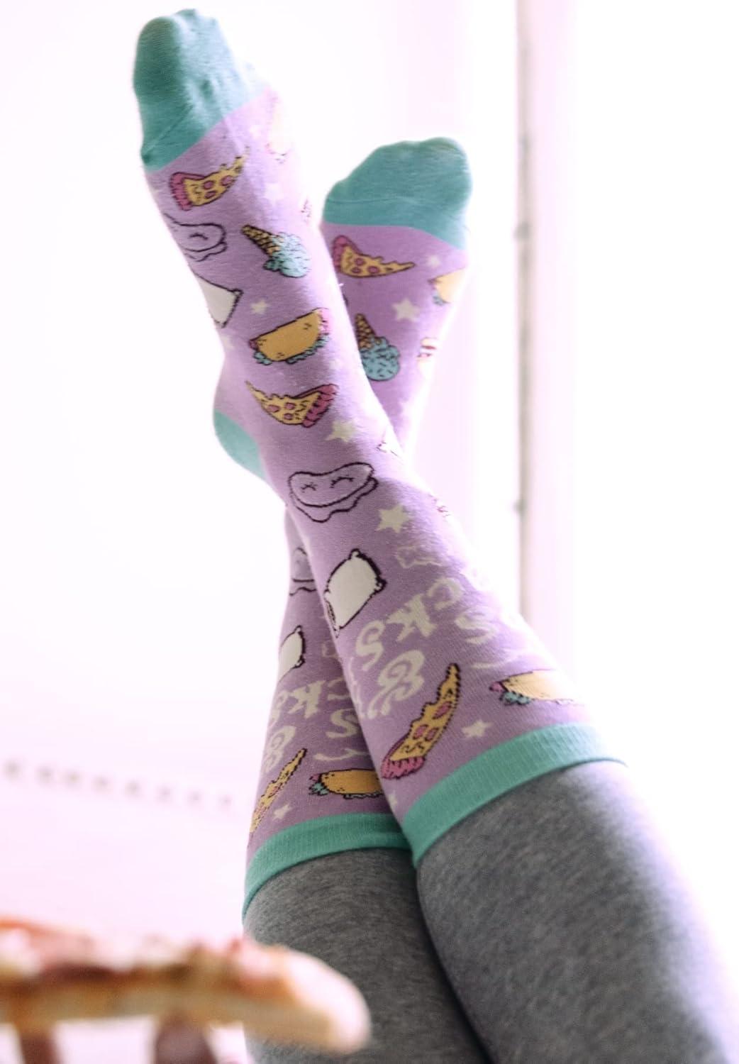 imageCrazy Dog TShirts Womens Naps and Snacks Socks Funny Tacos Pizza Sleep Lazy Graphic Novelty Footwear