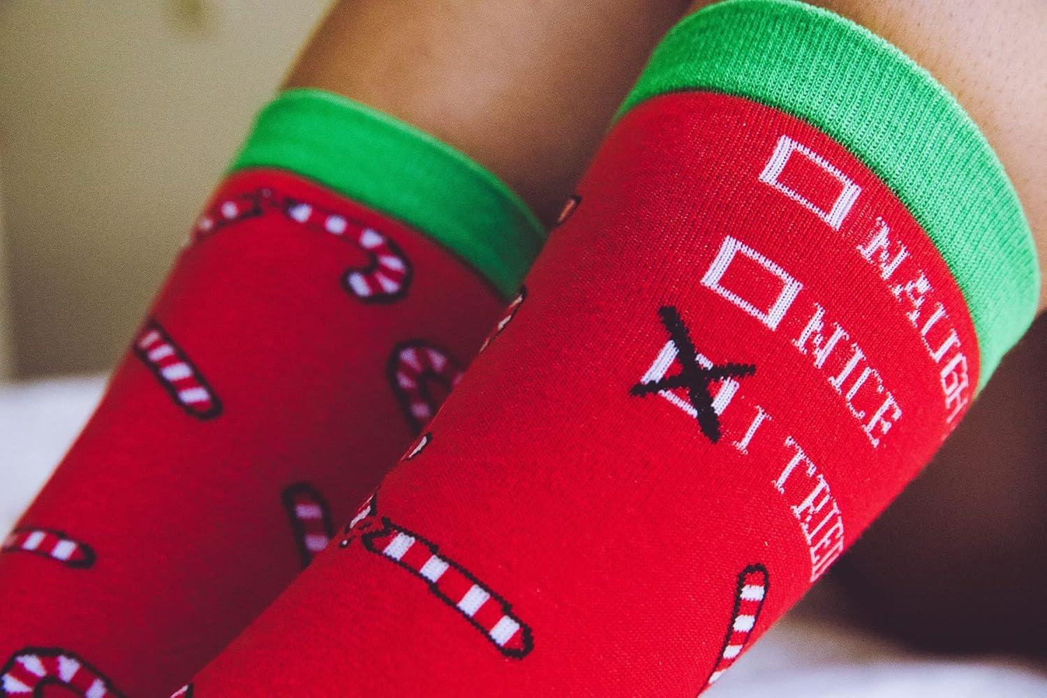 imageCrazy Dog TShirts Womens Naughty Nice I Tried Socks Funny Christmas List Good Bad Graphic Footwear