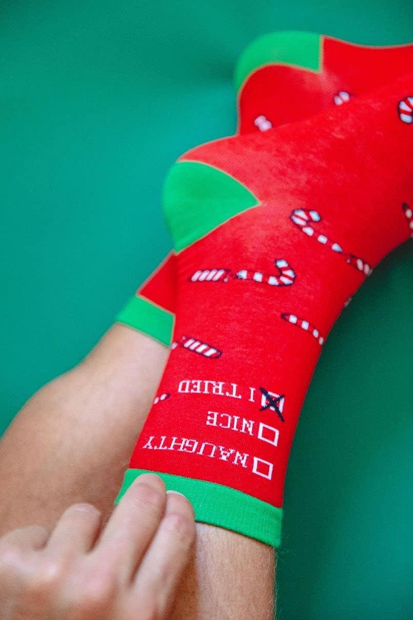 imageCrazy Dog TShirts Womens Naughty Nice I Tried Socks Funny Christmas List Good Bad Graphic Footwear