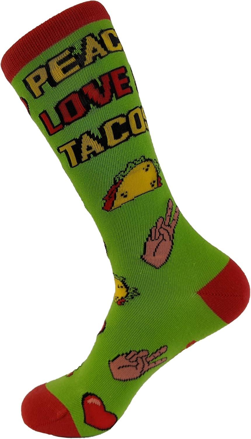 imageCrazy Dog TShirts Womens Peace Love Tacos Socks Funny Saying Cute Graphic Vintage Ladies Footwear