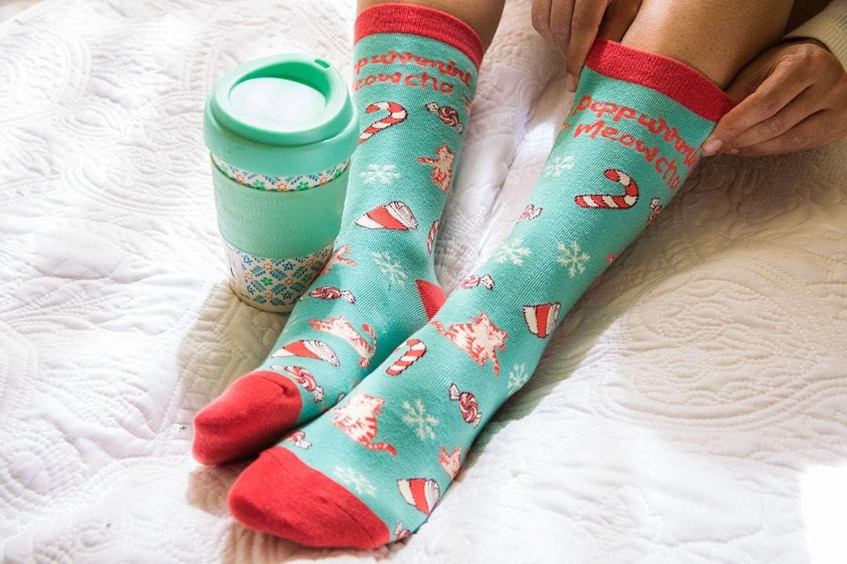 imageCrazy Dog TShirts Womens Peppurrmint Meowcha Socks Funny Pet Cat Kitty Animal Lover Christmas Coffee Mocha Footwear