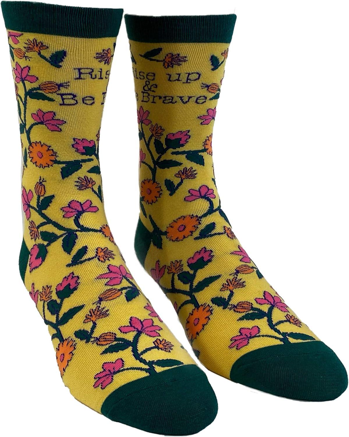 imageCrazy Dog TShirts Womens Rise Up and Be Brave Socks Funny Motivational Inspirational Graphic Footwear