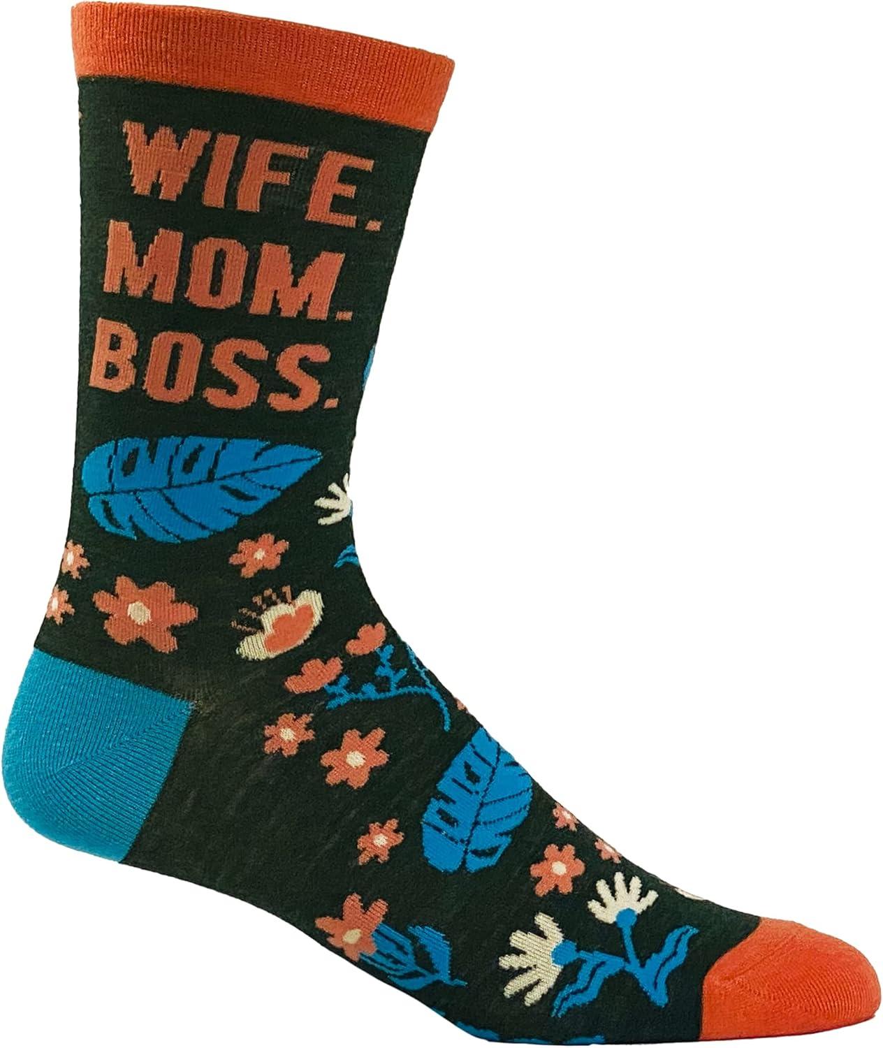 imageCrazy Dog TShirts Womens Wife Mom Boss Socks Funny Mothers Day Gift for Awesome Mama Graphic Novelty Footwear