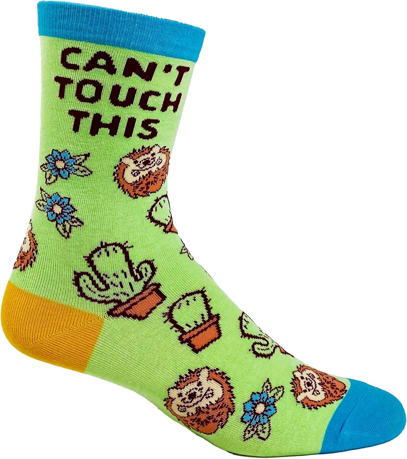 imageFunny Cactus Socks for Women Cant Touch This Hedgehog and Plant Graphic Soft Cotton Blend Novelty Crew Socks Quirky Animal Gift for Plant Lovers and Sarcastic Humor Fans