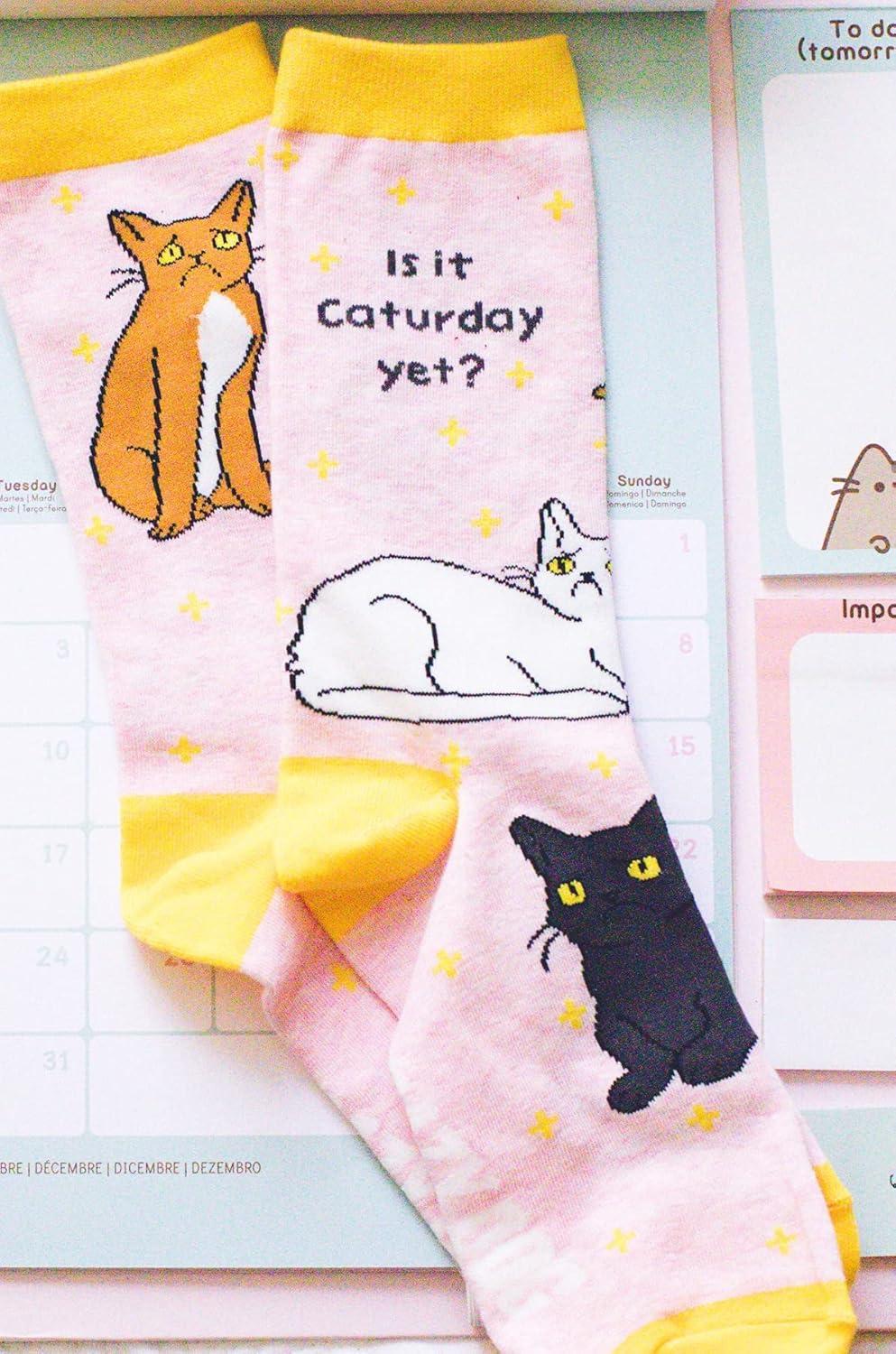 imageWomens Is It Caturday Yet Socks Funny Saturday Pet Cat Kitty Lover Animal Crazy Cat Lady Footwear