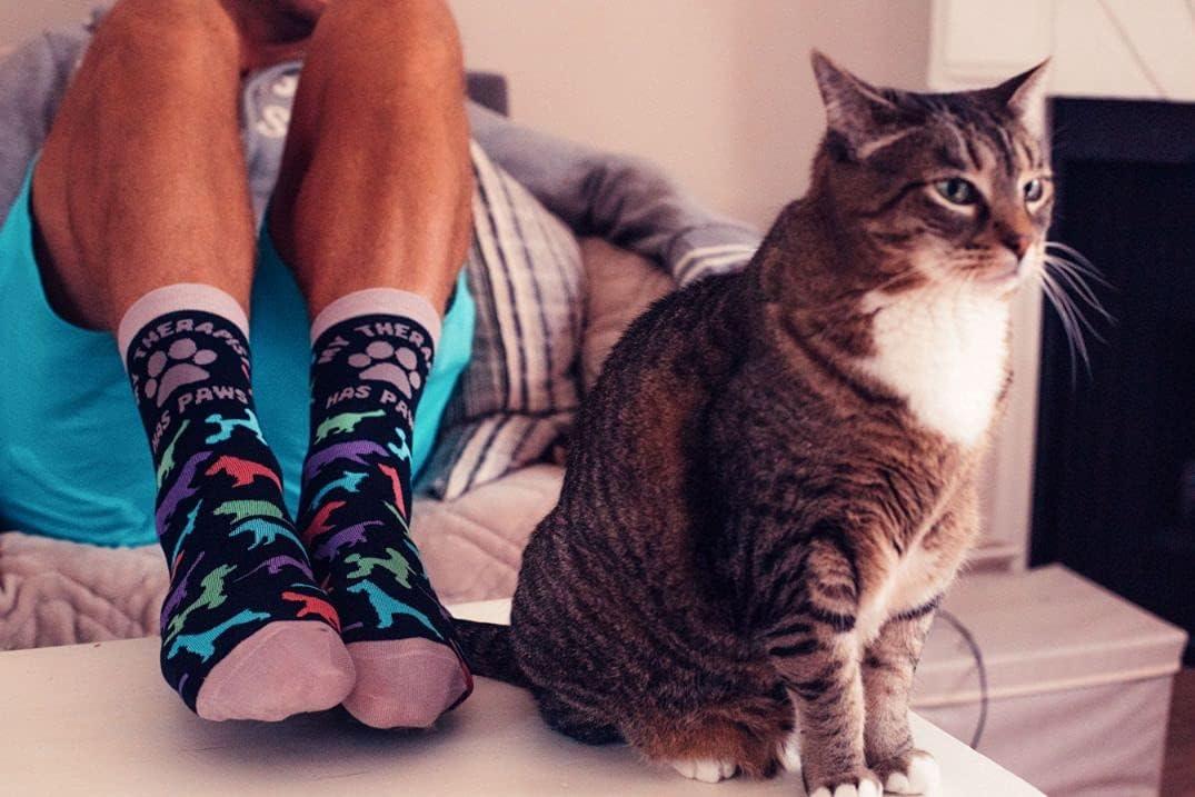 imageWomens My Therapist Has Paws Socks Funny Pet Puppy Animal Lover Dog Novelty Graphic Footwear