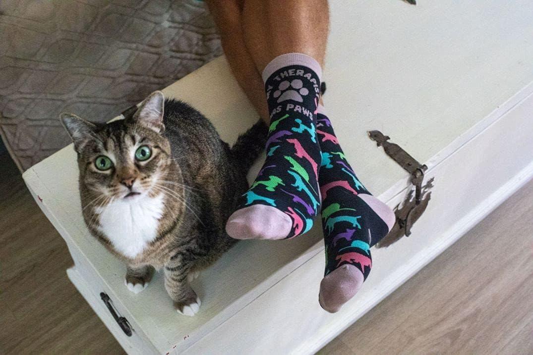 imageWomens My Therapist Has Paws Socks Funny Pet Puppy Animal Lover Dog Novelty Graphic Footwear