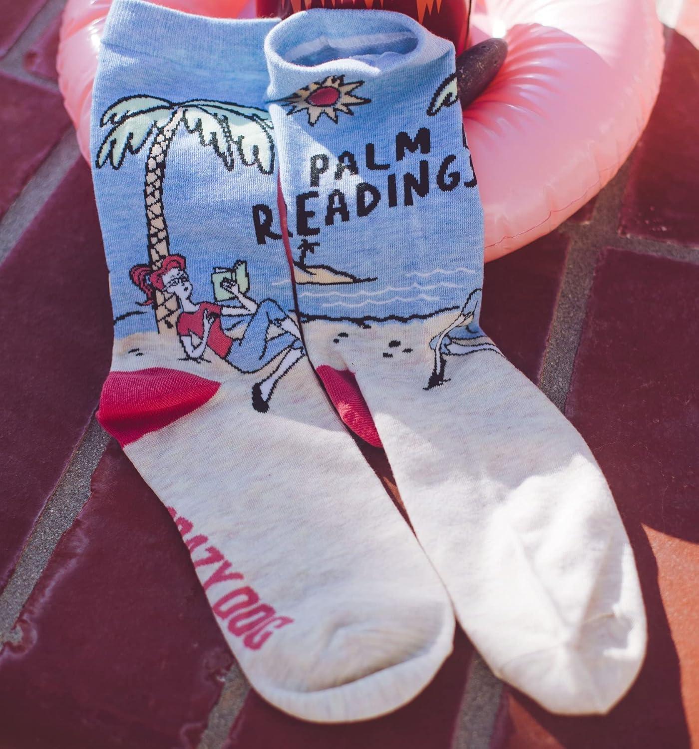 imageWomens Palm Reading Socks Funny Sarcastic Vacation Book Lover Saying Quote Footwear