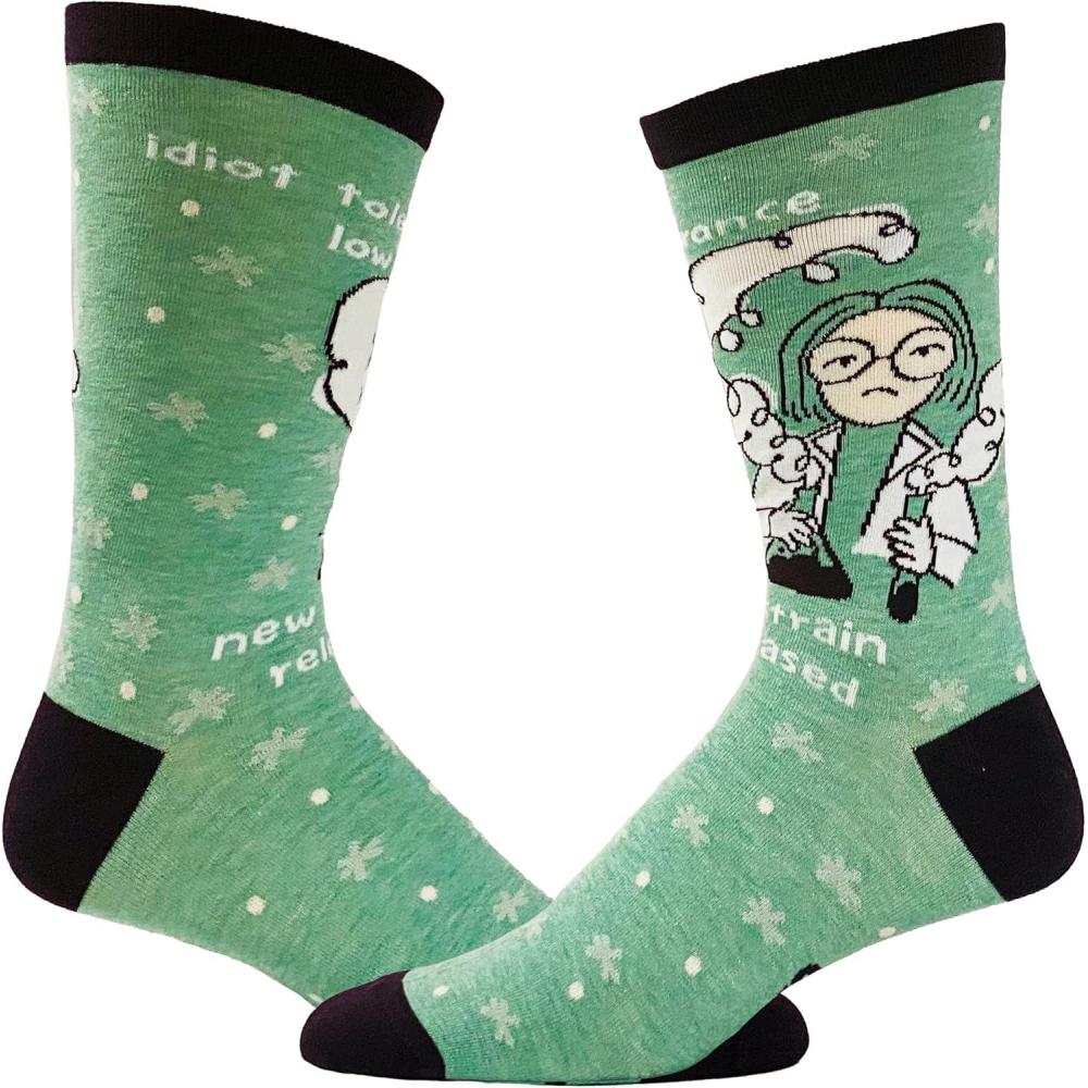 imageCrazy Dog TShirts Funny Science Socks for Women Idiot Tolerance Quote and Lab Graphic Soft Green Crew Novelty Footwear for Nerds Scientists Teachers and Chemistry Lovers
