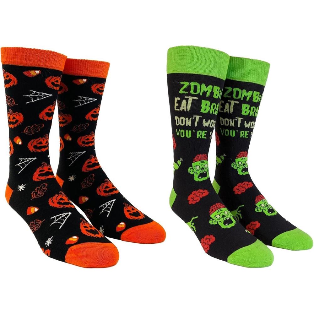 imageCrazy Dog TShirts Mens Halloween Socks Funny Spooky October Fall Footwear2pack Bundle Youth
