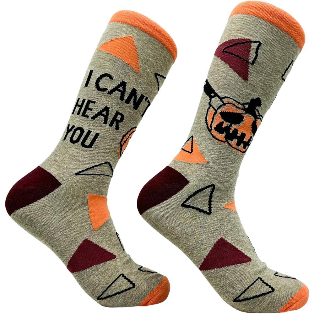 imageCrazy Dog TShirts Mens Halloween Socks Funny Spooky October Fall FootwearCant Hear You