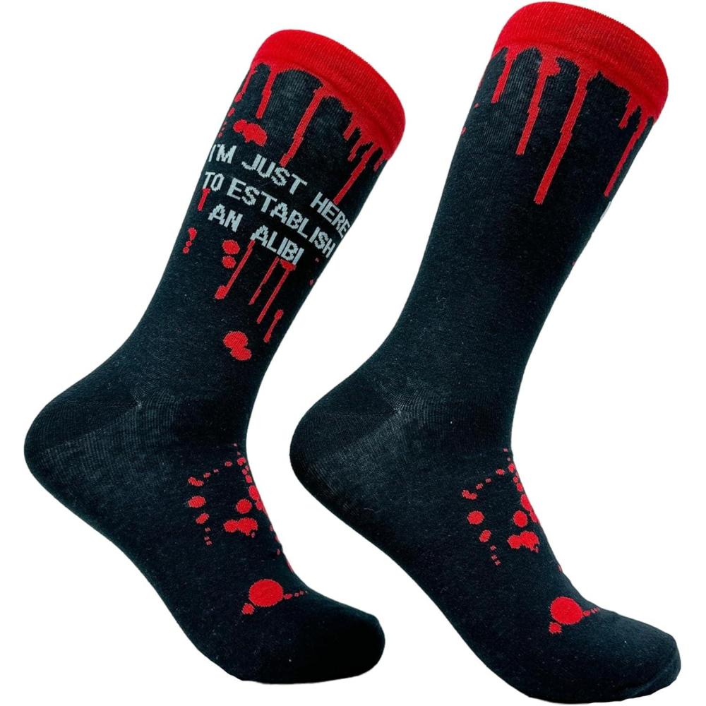 imageCrazy Dog TShirts Mens Halloween Socks Funny Spooky October Fall FootwearEstablish Alibi
