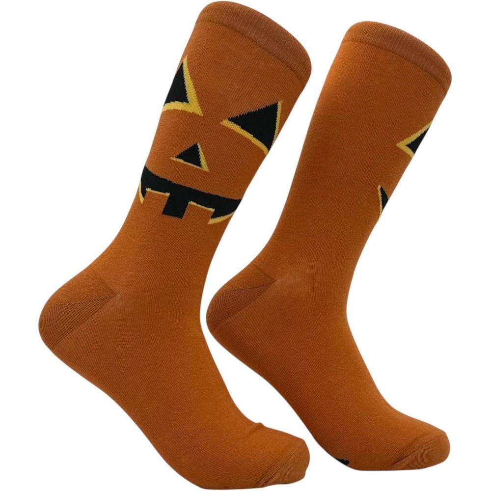 imageCrazy Dog TShirts Mens Halloween Socks Funny Spooky October Fall FootwearJack O Lantern