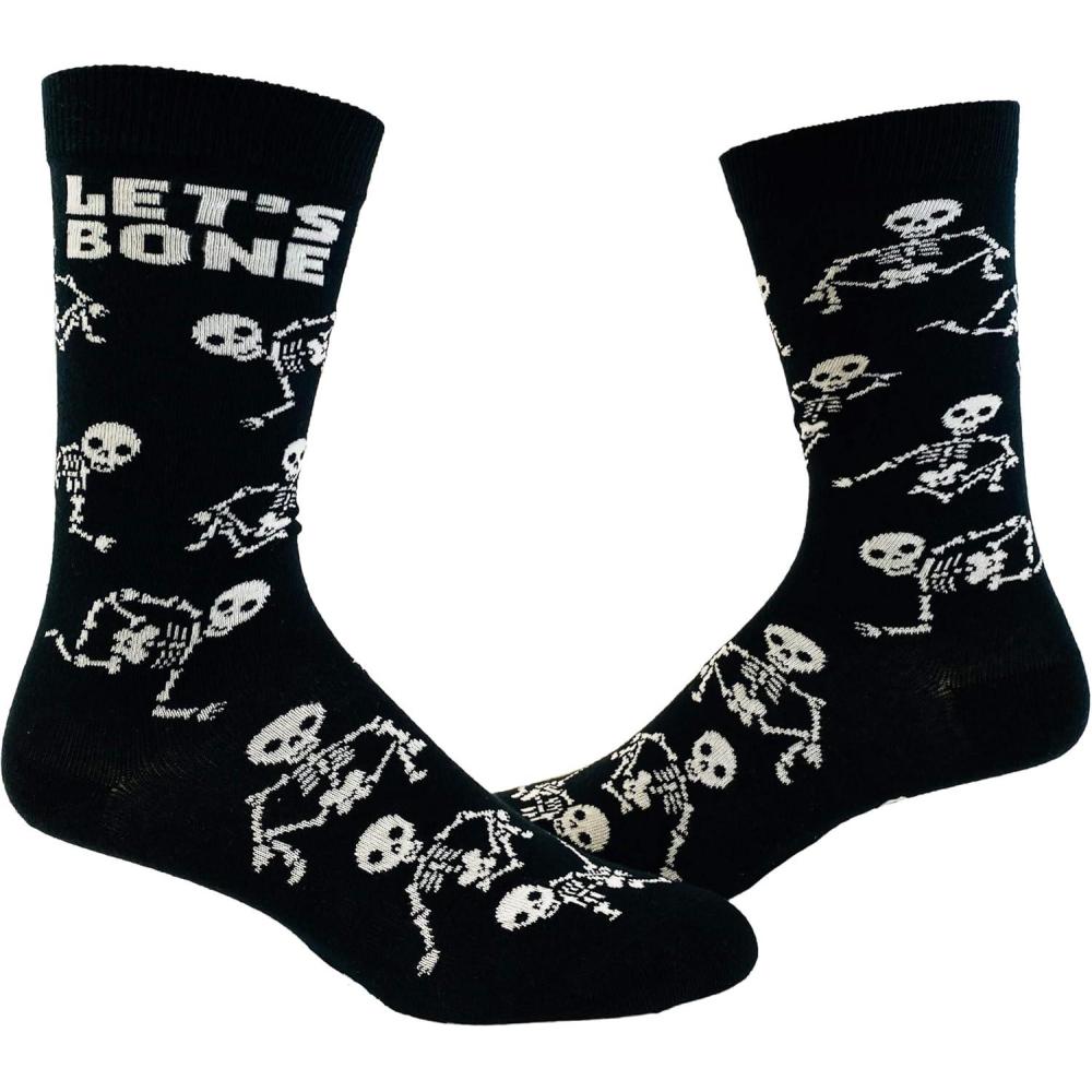 imageCrazy Dog TShirts Mens Halloween Socks Funny Spooky October Fall FootwearLets Bone