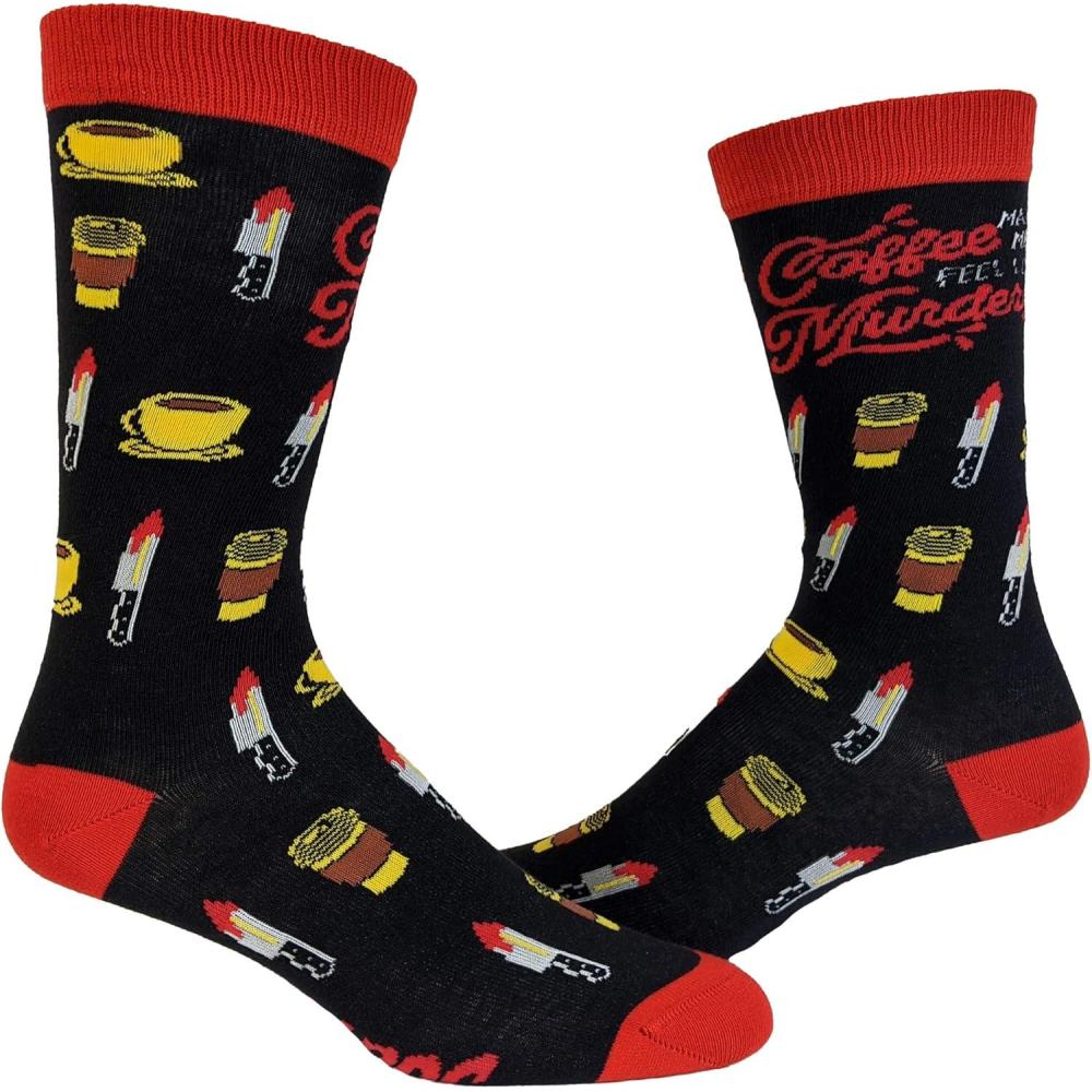 imageCrazy Dog TShirts Womens Coffee Makes Me Feel Less Murdery Socks Funny Novelty Morning Cup Stab Vintage Footwear
