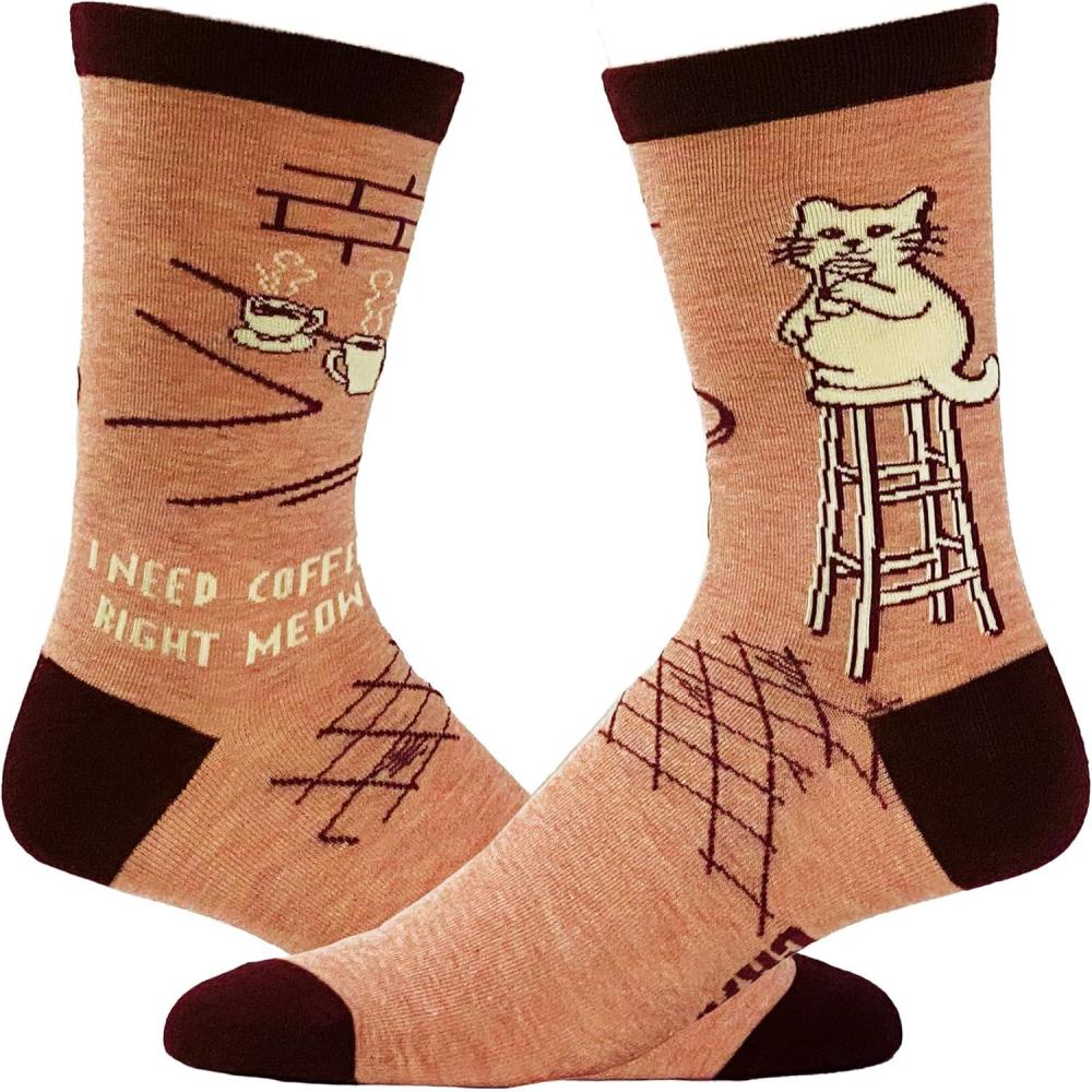 imageCrazy Dog TShirts Womens I Need Coffee Right Meow Socks Funny Pet Cat Lover Kitty Novelty Footwear