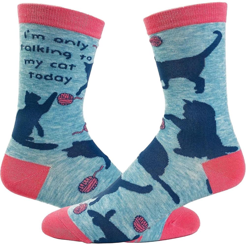 imageCrazy Dog TShirts Womens Im Only Talking to My Cat Today Sock Funny Pet Kitten Animal Footwear