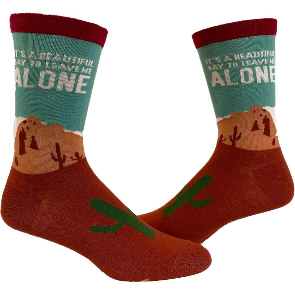 imageCrazy Dog TShirts Womens Its A Beautiful Day to Leave Me Alone Socks Funny Desert Camping Graphic Footwear