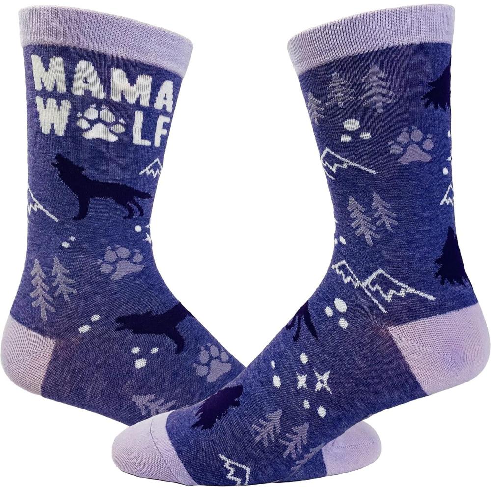 imageCrazy Dog TShirts Womens Mama Wolf Socks Funny Camping Mothers Day Novelty Footwear