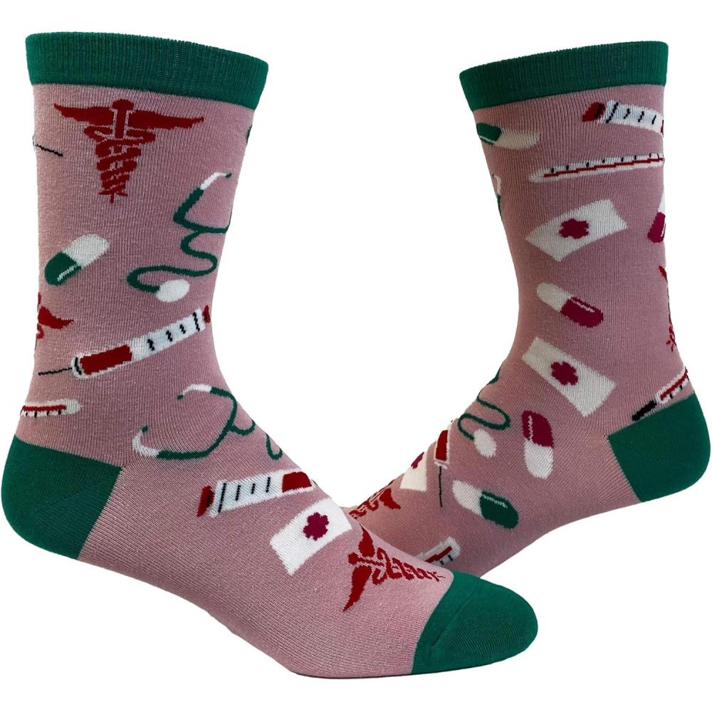 imageCrazy Dog TShirts Womens Medical Pattern Socks for Nurses and Doctors Cute Funny Hospital Graphic Novelty Footwear