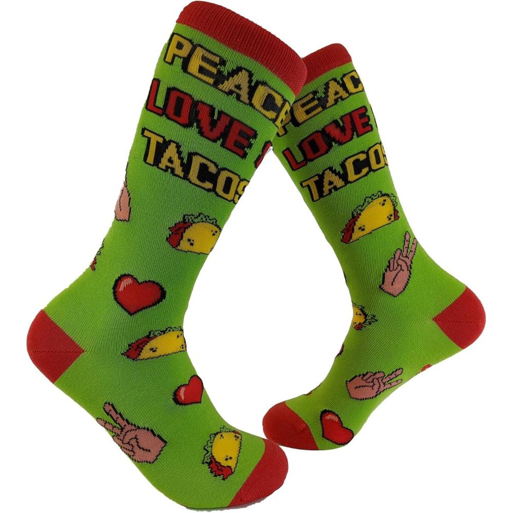 imageCrazy Dog TShirts Womens Peace Love Tacos Socks Funny Saying Cute Graphic Vintage Ladies Footwear