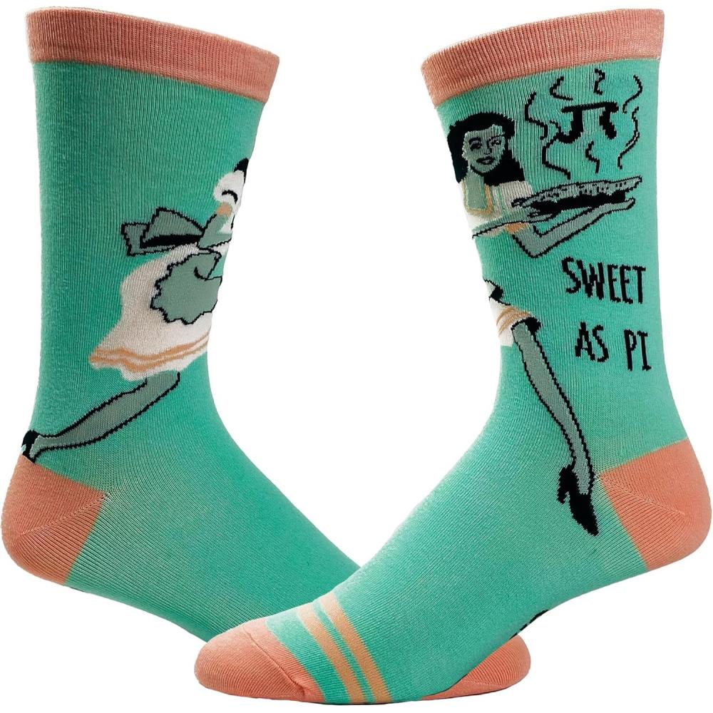 imageCrazy Dog TShirts Womens Sweet As Pi Socks Funny Math Nerd 314 Novelty Dessert Kitchen Graphic Footwear