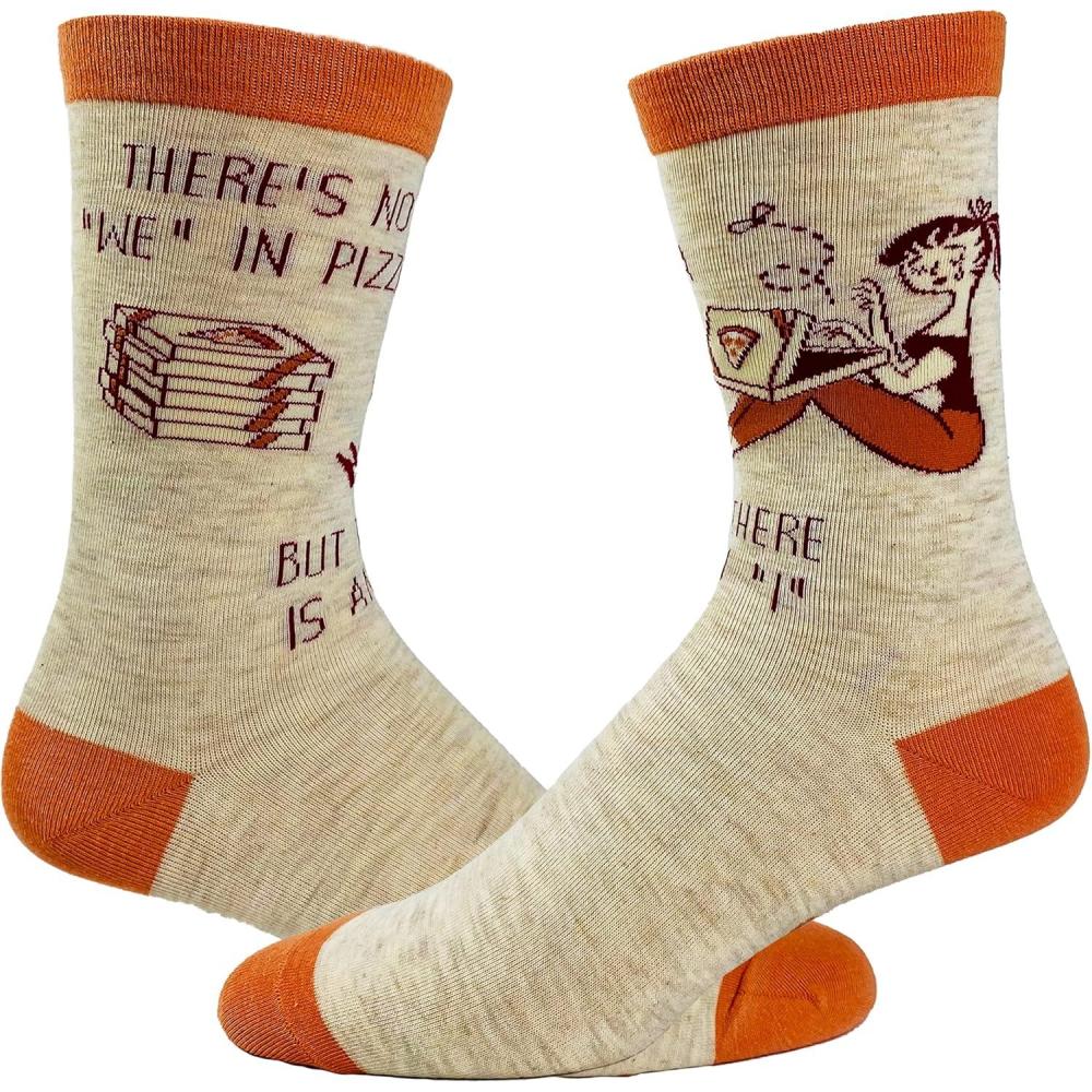 imageCrazy Dog TShirts Womens Theres No We In Pizza But There Is An I Socks Funny Foodie Sarcastic Footwear
