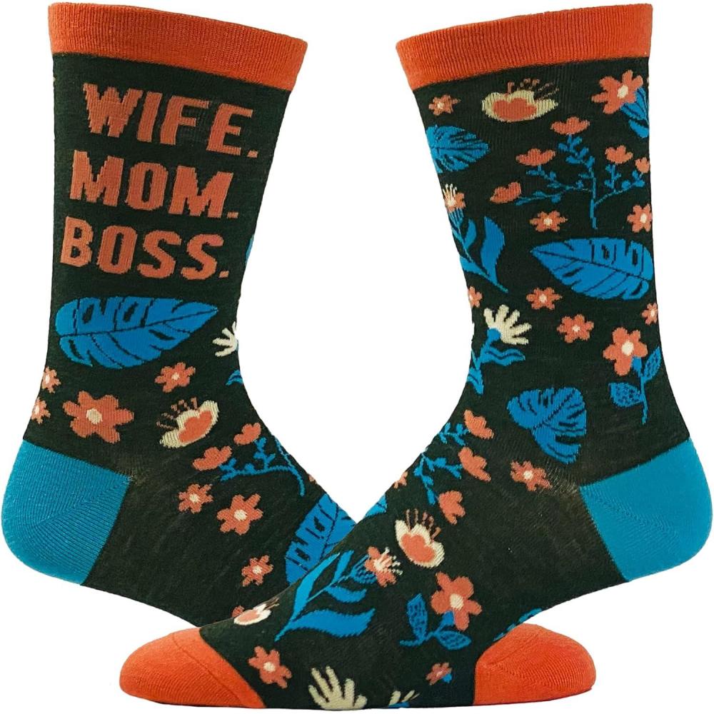 imageCrazy Dog TShirts Womens Wife Mom Boss Socks Funny Mothers Day Gift for Awesome Mama Graphic Novelty Footwear