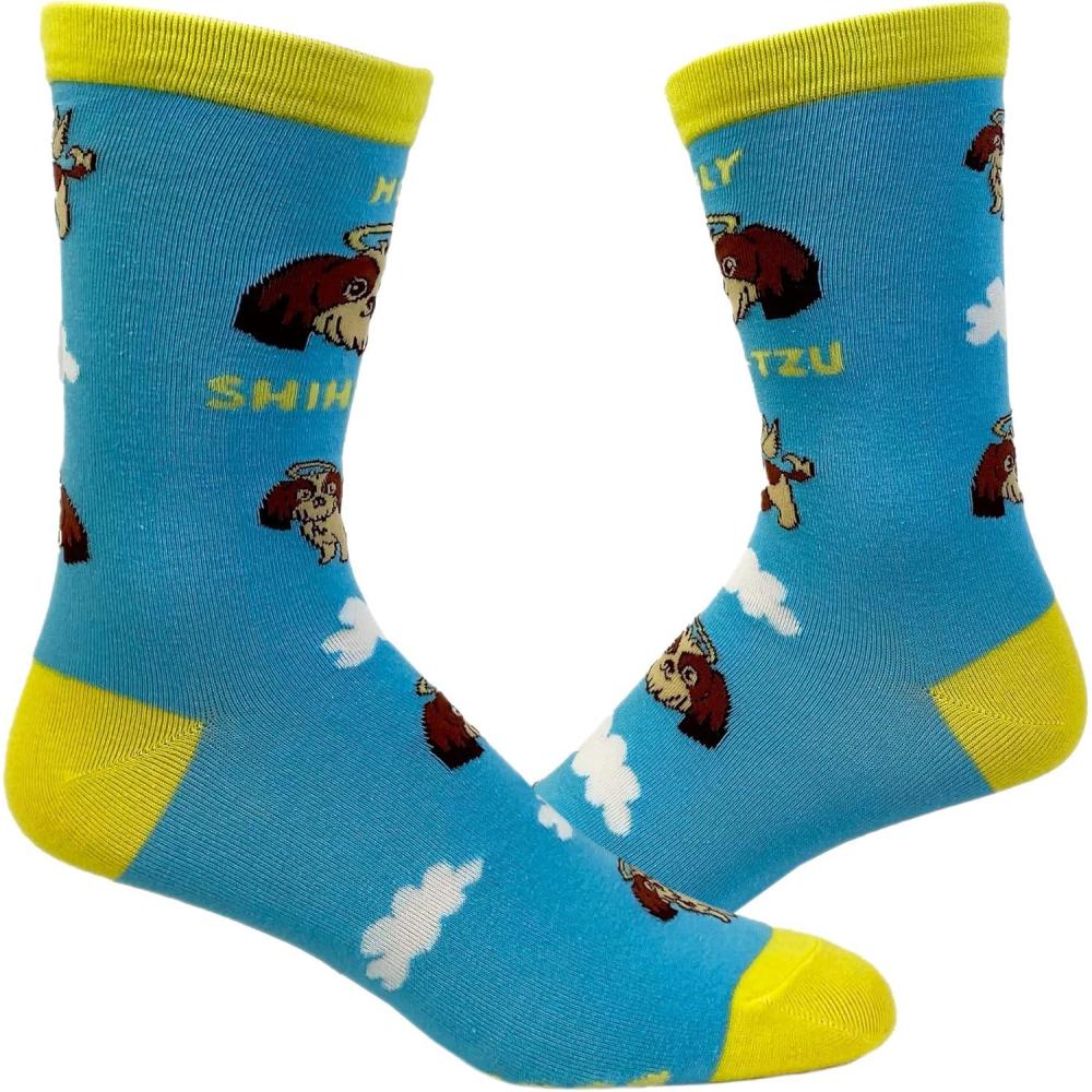 imageWomens Holy ShihTzu Socks Funny Pet Puppy Dog Animal Lover Angel Graphic Novelty Footwear