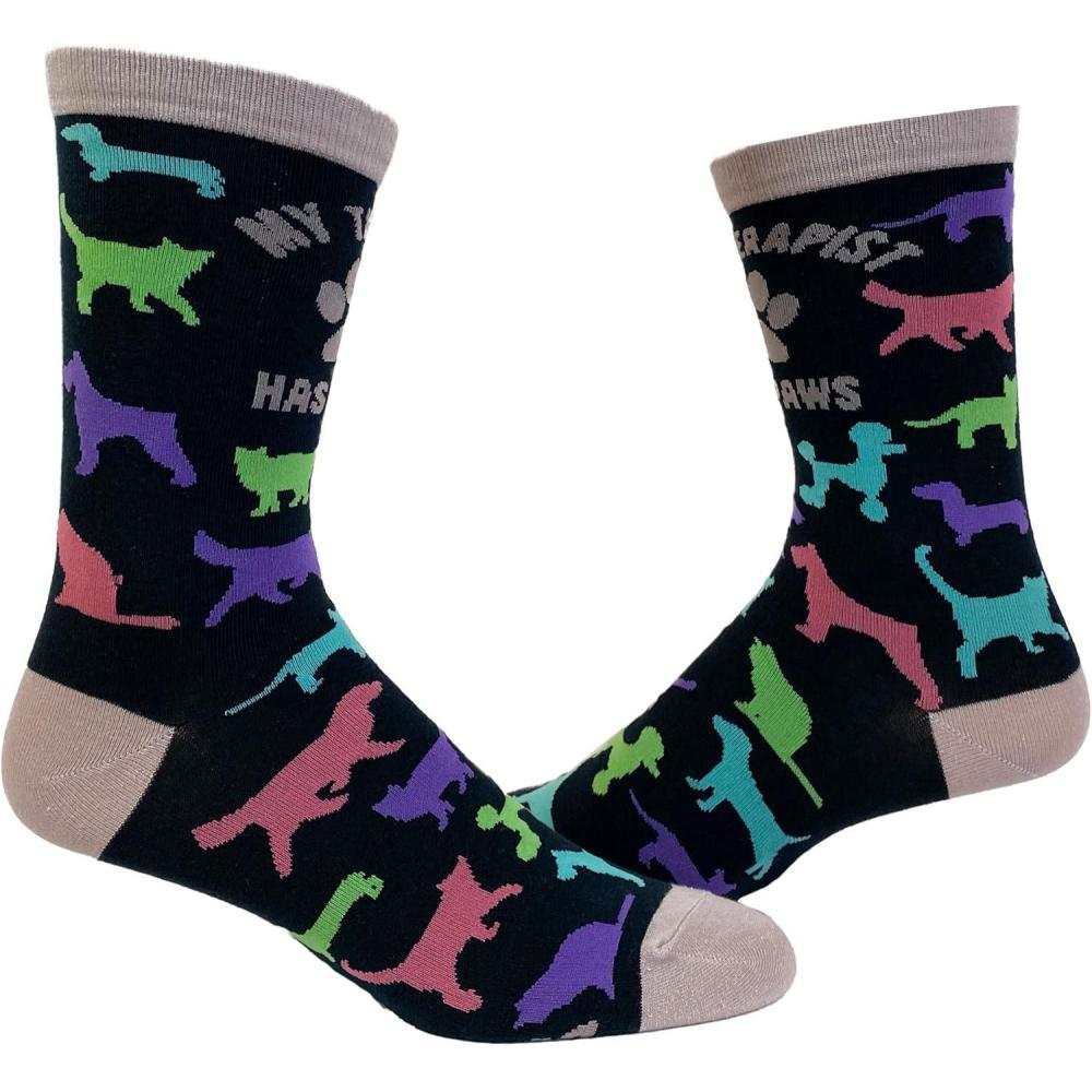 imageWomens My Therapist Has Paws Socks Funny Pet Puppy Animal Lover Dog Novelty Graphic Footwear