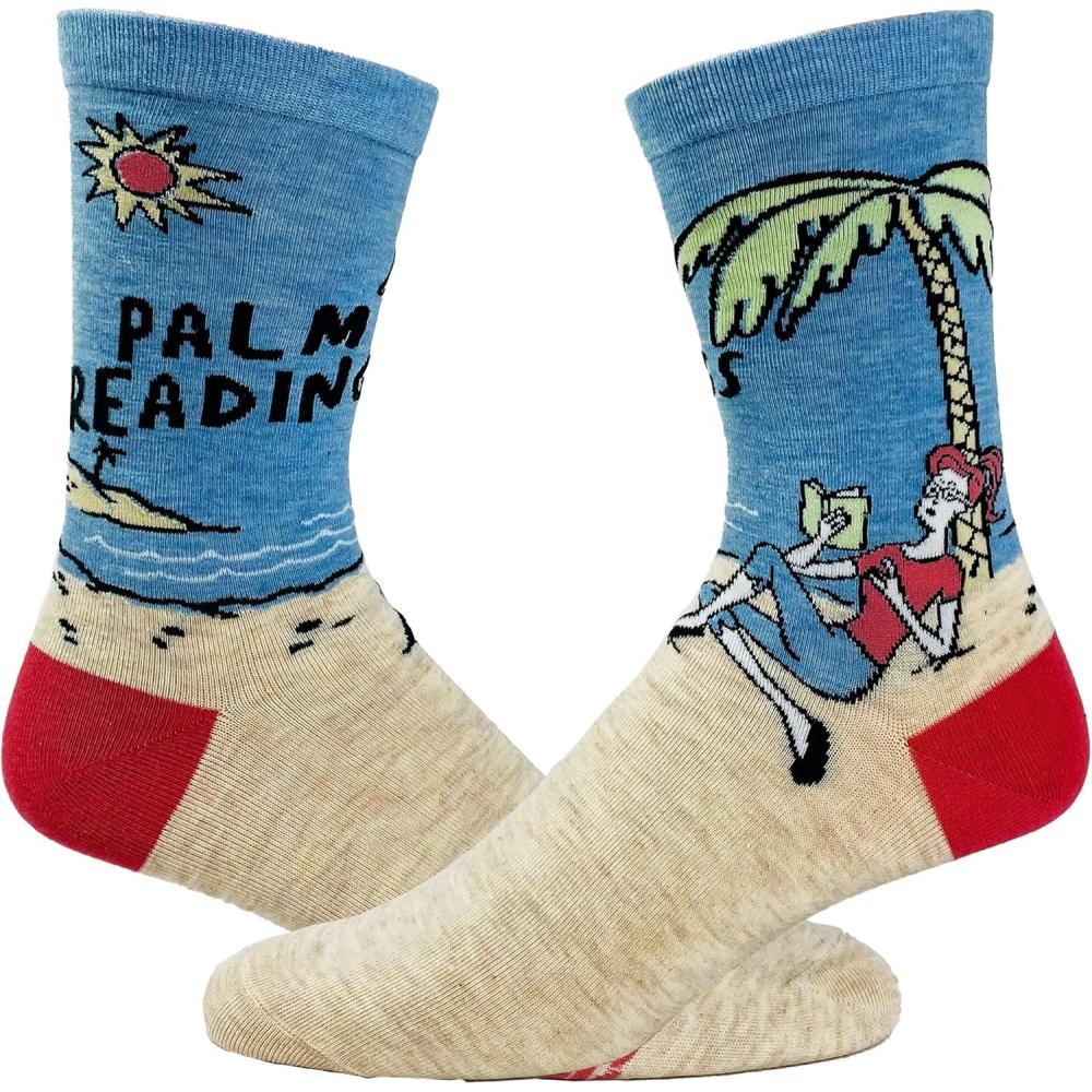 imageWomens Palm Reading Socks Funny Sarcastic Vacation Book Lover Saying Quote Footwear
