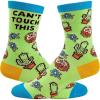 Funny Cactus Socks for Women – Cant Touch This Hedgehog and Plant Graphic – Soft Cotton Blend Novelty Crew Socks – Quirky Animal Gift for Plant Lovers and Sarcastic Humor Fans
