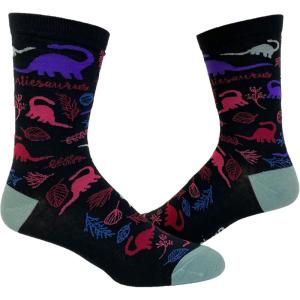Crazy Dog T-Shirts Funny Dinosaur Socks for Women – Auntiesaur Floral Print Crew Socks – Soft Cotton Blend Comfort – Novelty Gift Idea for Aunts Dino Fans and Plant Lovers