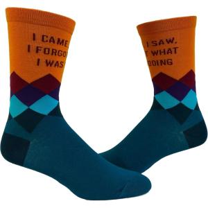 Crazy Dog T-Shirts Funny Introvert Crew Socks for Women – I Came I Saw I Forgot Quote Design – Colorful Cotton Blend Novelty Footwear – Sarcastic Gift Idea for Office Home or Everyday Humor