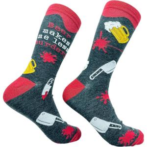 Crazy Dog T-Shirts Mens Halloween Socks Funny Spooky October Fall Footwear(Beer Murdery)