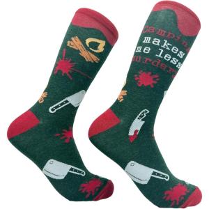 Crazy Dog T-Shirts Mens Halloween Socks Funny Spooky October Fall Footwear(Camping Murdery)