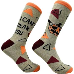 Crazy Dog T-Shirts Mens Halloween Socks Funny Spooky October Fall Footwear(Cant Hear You)