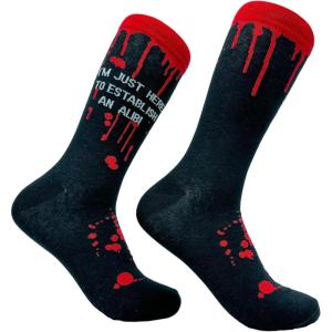 Crazy Dog T-Shirts Mens Halloween Socks Funny Spooky October Fall Footwear(Establish Alibi)