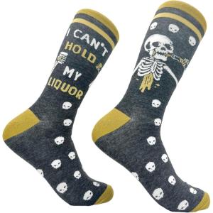 Crazy Dog T-Shirts Mens Halloween Socks Funny Spooky October Fall Footwear(Hold My Liquor)