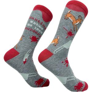 Crazy Dog T-Shirts Mens Halloween Socks Funny Spooky October Fall Footwear(Hunting Murdery)