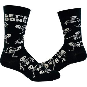 Crazy Dog T-Shirts Mens Halloween Socks Funny Spooky October Fall Footwear(Lets Bone)