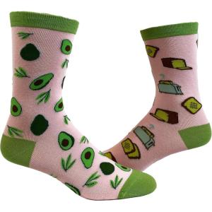 Crazy Dog T-Shirts Women’s Avocado Toast Socks Funny Millenial Breakfast Bread Graphic Novelty Footwear