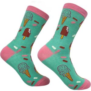Crazy Dog T-Shirts Women’s Ice Cream Socks Funny Frozen Treat Dessert Vanilla Chocolate Cone Graphic Novelty Footwear