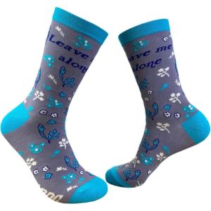 Crazy Dog T-Shirts Women’s Leave Me Alone Socks Funny Introvert Loner Floral Sarcastic Gift Footwear
