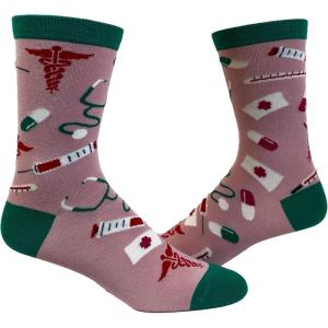 Crazy Dog T-Shirts Women’s Medical Pattern Socks for Nurses and Doctors Cute Funny Hospital Graphic Novelty Footwear