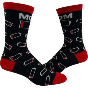 Crazy Dog T-Shirts Women’s Mom Battery Empty Socks Funny Technology Mobile Phone Parenting Graphic Novelty Footwear