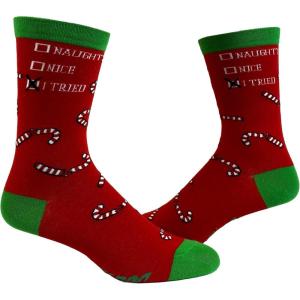 Crazy Dog T-Shirts Women’s Naughty Nice I Tried Socks Funny Christmas List Good Bad Graphic Footwear