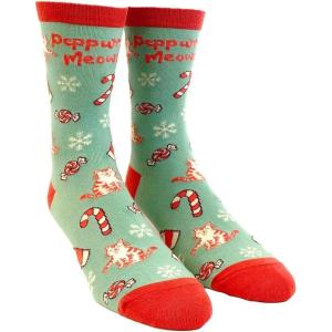 Crazy Dog T-Shirts Women’s Peppurrmint Meowcha Socks Funny Pet Cat Kitty Animal Lover Christmas Coffee Mocha Footwear